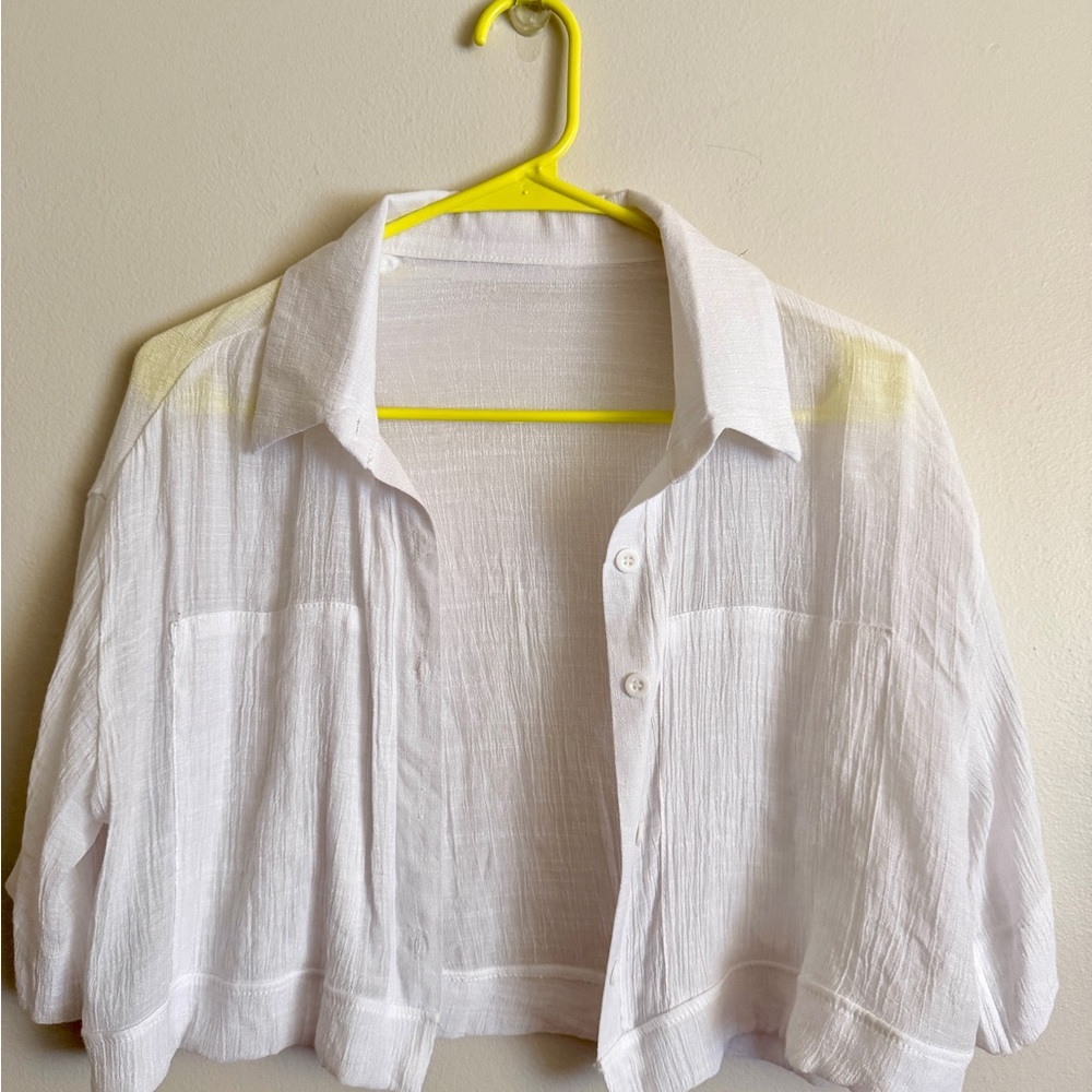 White Crop Top Blouse